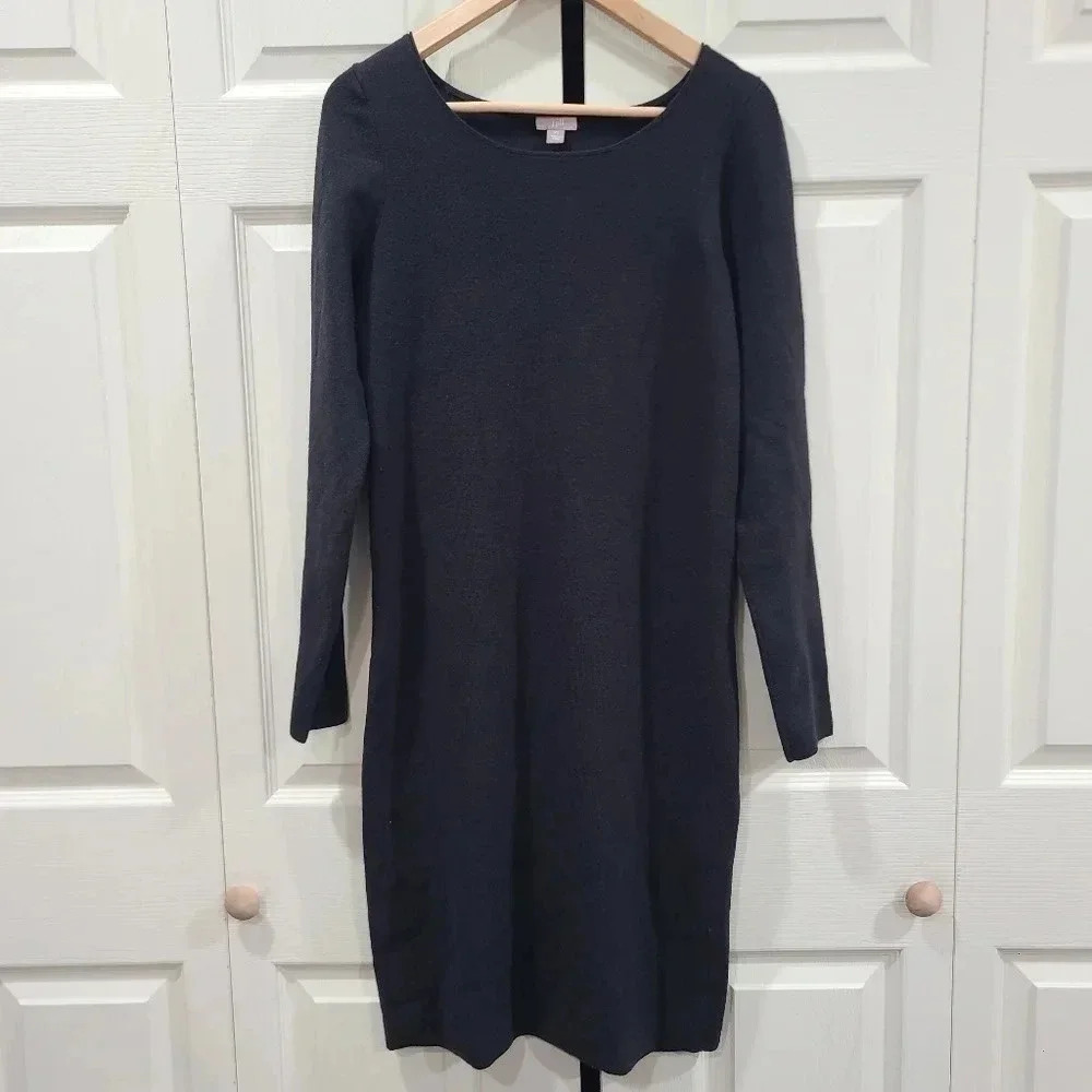J Jill XS Women’s Knit Round Neck‎ Sweater Midi Dress Long Sleeve Wool Blend